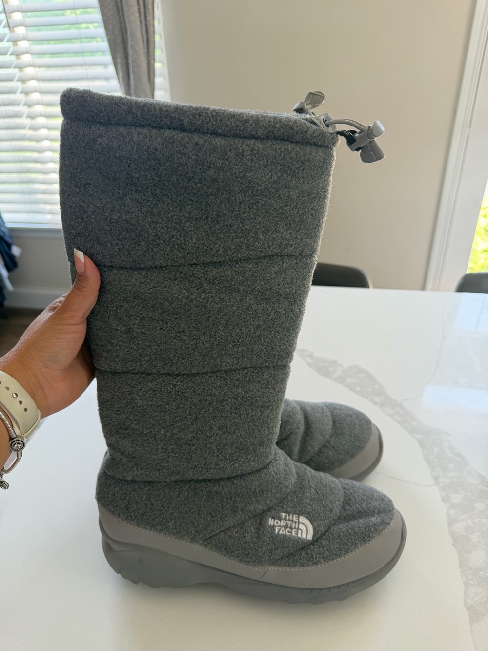 Womens The North Face Heat Seeker 200 Gray Fleece Tall Snow Winter Boots Size 11